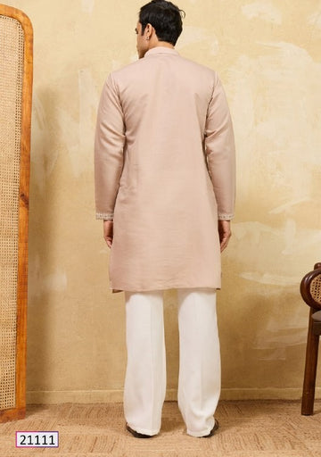 Beige men's kurta with pajama , indian wedding wear