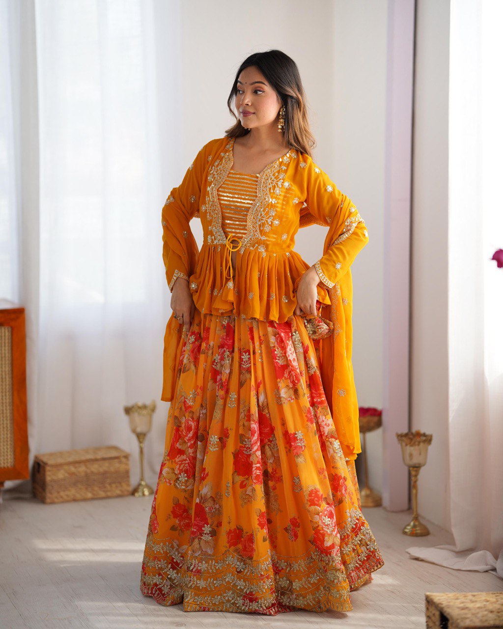 yellow lehenga choli and dupata