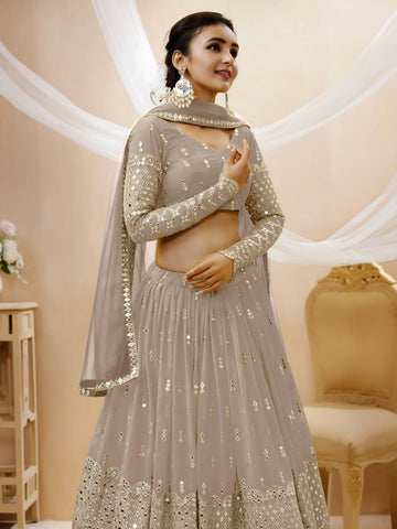 Elegant Grey Sequins Lehenga Set