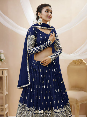 Royal Navy Sequin-Work Lehenga