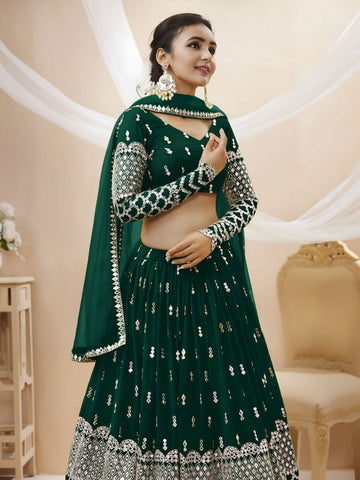 Regal Emerald Green Sequins Lehenga
