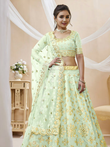 ROYAL PISTA FOIL EMBROIDERED LEHENGA SET
