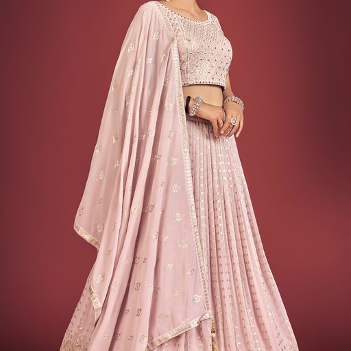 Peach Color lehenga choli with Thread Siquence  Work  wedding party wear lehenga choli with dupatta