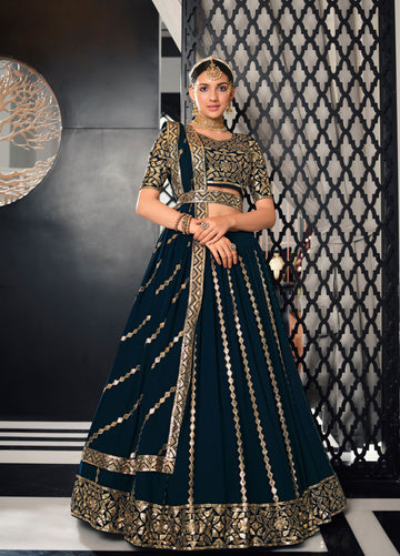 Black Color lehenga choli with Thread with Sequence Embroidery Work  wedding party wear lehenga choli with dupatta