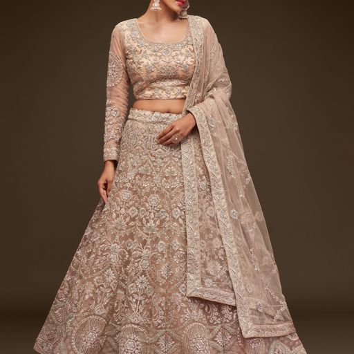 Designer Beige  color lehenga choli with Sequins and Thread Embroidery Work  wedding party wear lehenga choli with dupatta