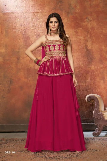 Pink georgette Salwar Kameez peplum style plazzo suit