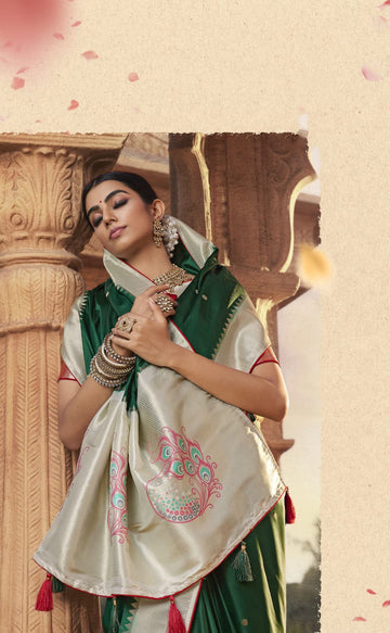 Green  Paithani saree for women wedding  wear party wear designer sarees