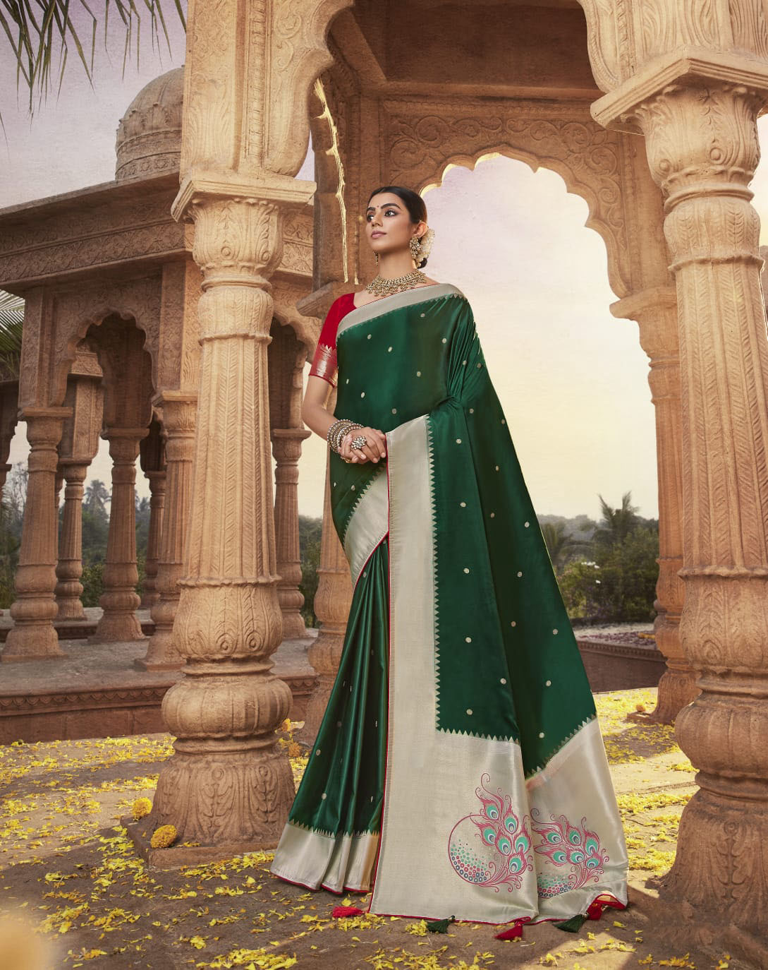 Green  Paithani saree for women wedding  wear party wear designer sarees