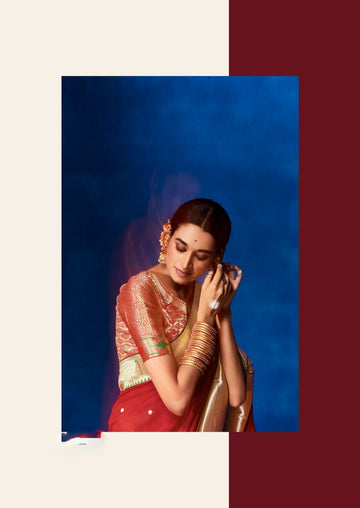 Red Paithani Silk  saree for women wedding  wear party wear designer sarees