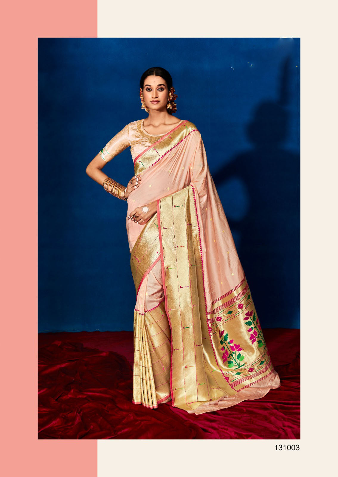 Peach     Paithani Silk  saree for women wedding  wear party wear designer sarees