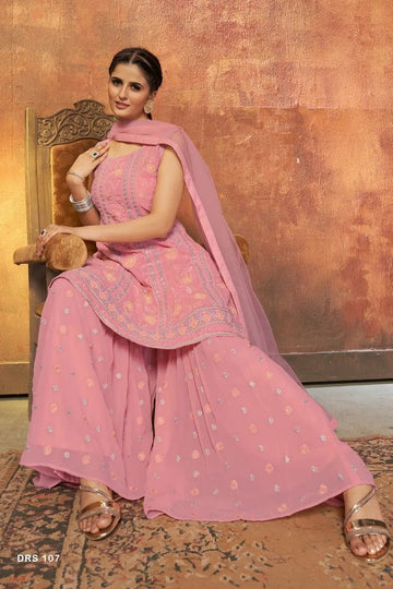 Light Pink plazzo suit for women plazzo kurta set with dupatta