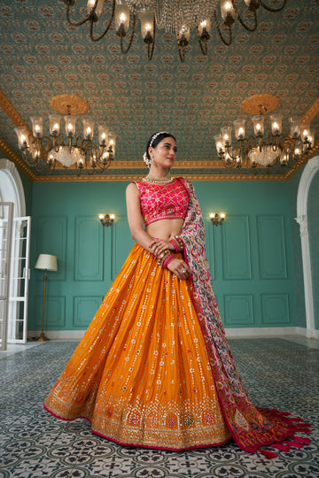 Yellow and Pink Ready to Wear Lehenga choli for women or girls