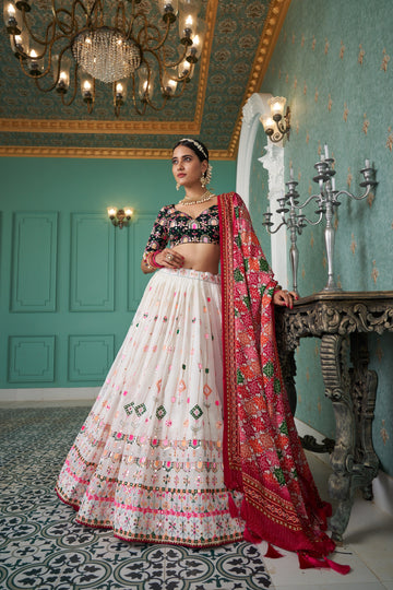 White and Green Ready to Wear Lehenga choli for women or girls