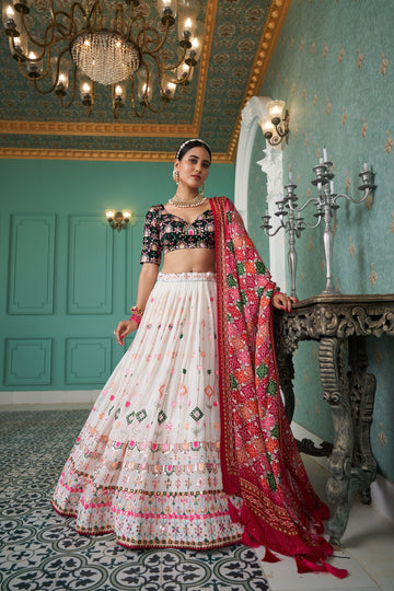 White and Green Ready to Wear Lehenga choli for women or girls