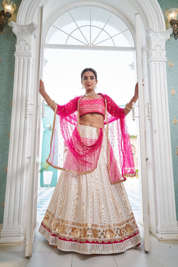 White and Pink  Ready to Wear Lehenga choli for women or girls