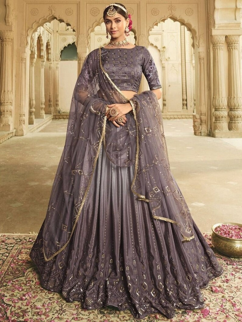 RE - Rani Coloured Sequence Embroidery Work Lehenga Choli