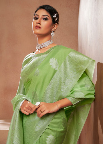 green Silk Saree for women designer latest wedding wear saree