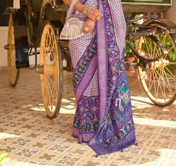 Purple Leriya  Patola Silk Weaving Silk Saree for women designer latest wedding wear saree