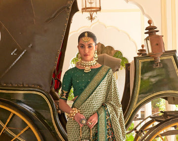 Green Leriya  Patola Silk Weaving Silk Saree for women designer latest wedding wear saree