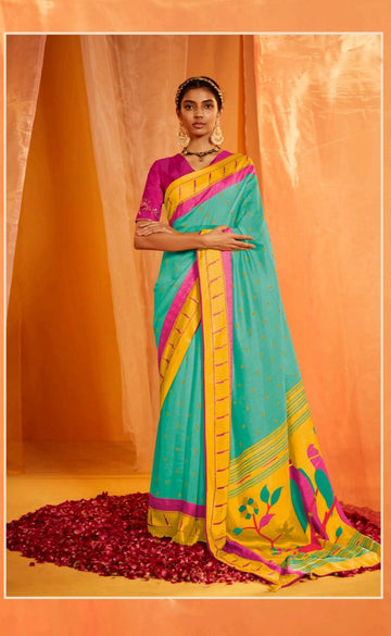 Sky Blue   Soft Brasso Silk Saree for women, designer latest wedding wear saree