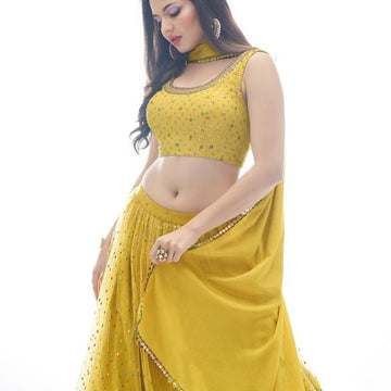 Designer   Yellow color lehenga choli with   Thread and Hand  Work    wedding party wear lehenga choli with dupatta