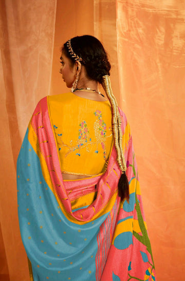SKy Blue  Soft Brasso Silk Saree for women, designer latest wedding wear saree