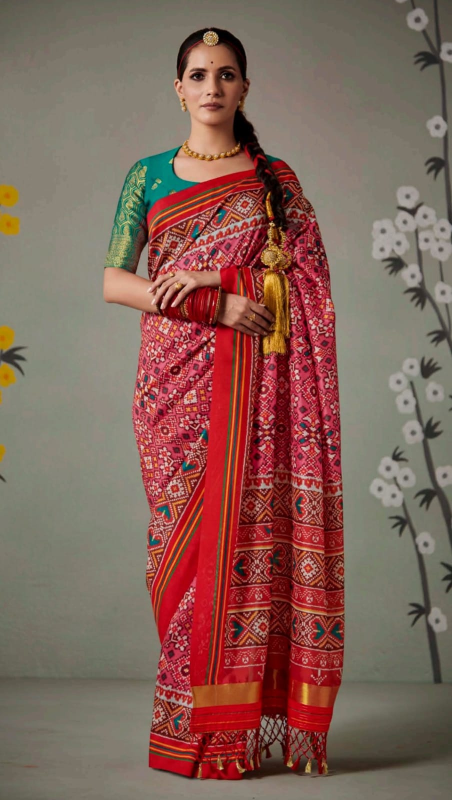 REd Patola Designer  Saree for women or girls, designer latest wedding wear saree