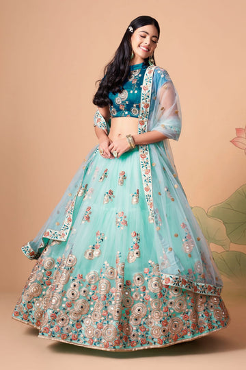 Designer Blue  color lehenga choli with Zari and Sequence ,Thread Embroidery Work wedding party wear lehenga choli with dupatta