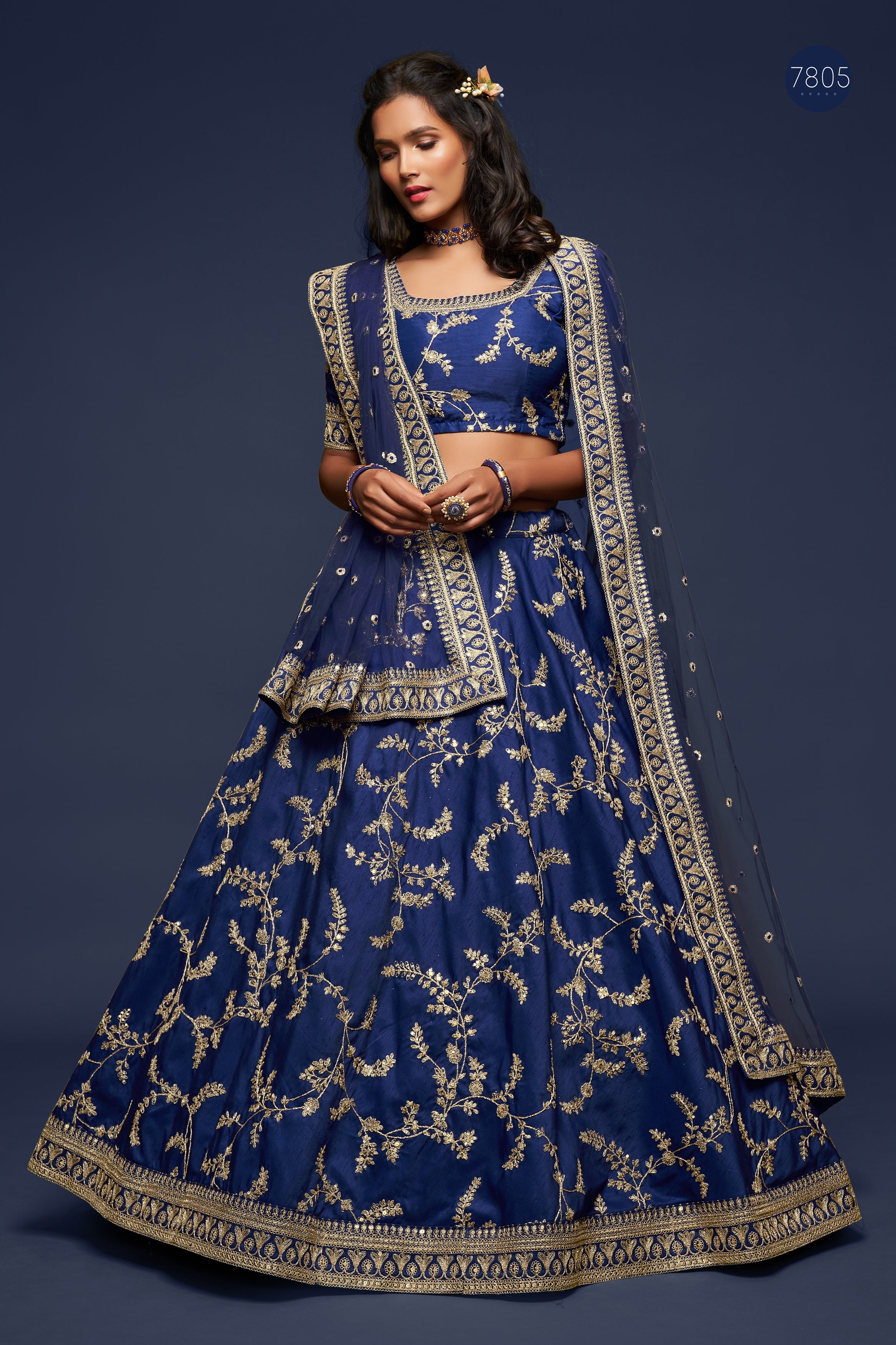 Light blue Colour Embroidered Attractive Party Wear Silk Lehenga choli