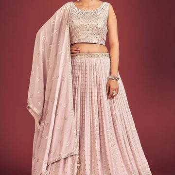 Peach Color lehenga choli with Thread Siquence  Work  wedding party wear lehenga choli with dupatta