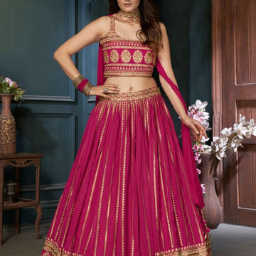 Designer Pink color lehenga choli with Zari ,Resham and Sequence Work  wedding party wear lehenga choli with dupatta