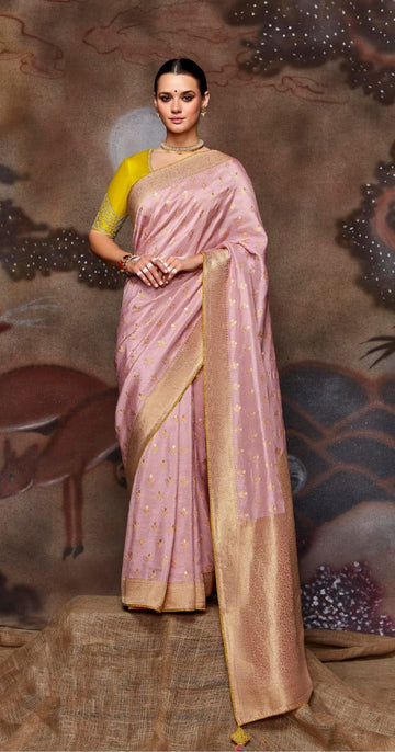 Light Pink Silk Designer  Saree for women or girls, designer latest wedding wear saree