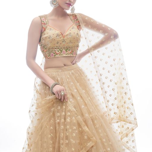 Designer   Beige color lehenga choli with   Thread and Hand  Work    wedding party wear lehenga choli with dupatta