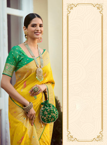 Yellow  Tissue Silk   saree for women wedding  wear party wear designer sarees