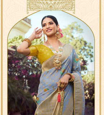 Gray Tissue Silk   saree for women wedding  wear party wear designer sarees