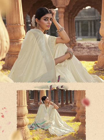 Off White   Paithani saree for women wedding  wear party wear designer sarees