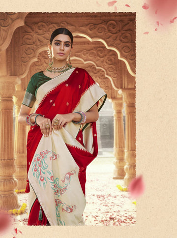 Red  Paithani saree for women wedding  wear party wear designer sarees