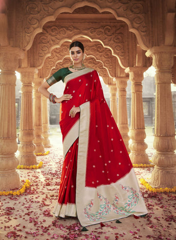 Red  Paithani saree for women wedding  wear party wear designer sarees