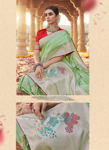 Pista Green   Paithani saree for women wedding  wear party wear designer sarees