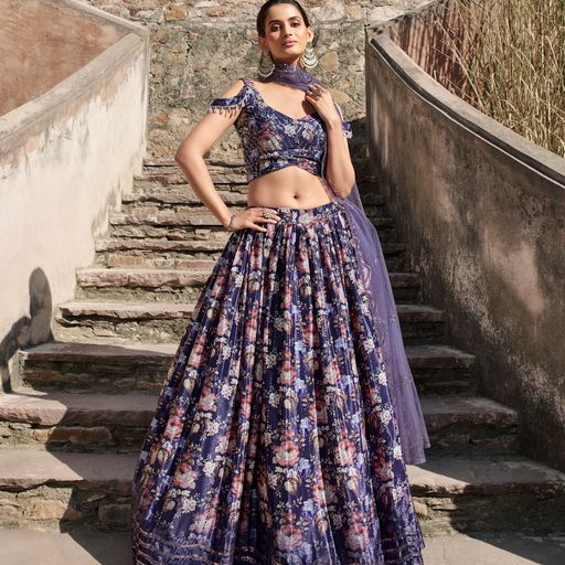 Designer Purple  color lehenga choli with Print with Sequins Embellished Work wedding party wear lehenga choli with dupatta