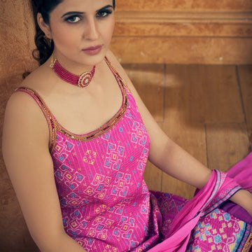 Pink Chinon Silk  with Sequence and resham work Designer Peplum For Women