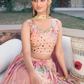 Designer Light Pink color lehenga choli with  Sequins Embroidery Work  wedding party wear lehenga choli with dupatta