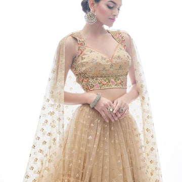 Designer   Beige color lehenga choli with   Thread and Hand  Work    wedding party wear lehenga choli with dupatta