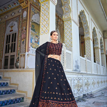 Navy Blue  Color lehenga choli with Thread Siquence  Work  wedding party wear lehenga choli with dupatta