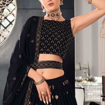 Navy Blue Color lehenga choli with Thread with Sequence Embroidery Work  wedding party wear lehenga choli with dupatta