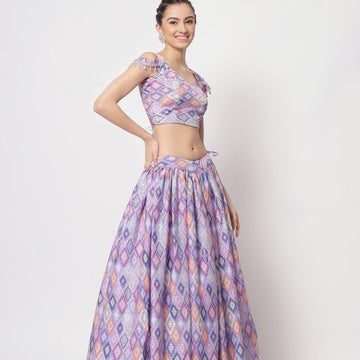 Designer Purple to magenta  color lehenga choli with Print with Sequince Embroidered Work wedding party wear lehenga choli with dupatta