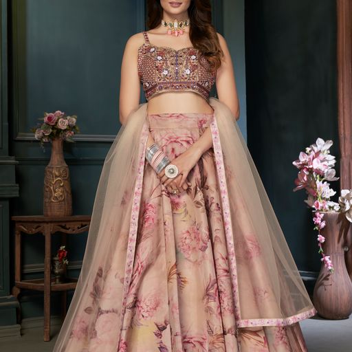 Designer Beige color lehenga choli with Mirror , sequence and  Hand  Work    wedding party wear lehenga choli with dupatta