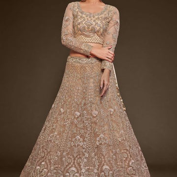 Designer Beige   color lehenga choli with Sequins and Thread Embroidery Work  wedding party wear lehenga choli with dupatta