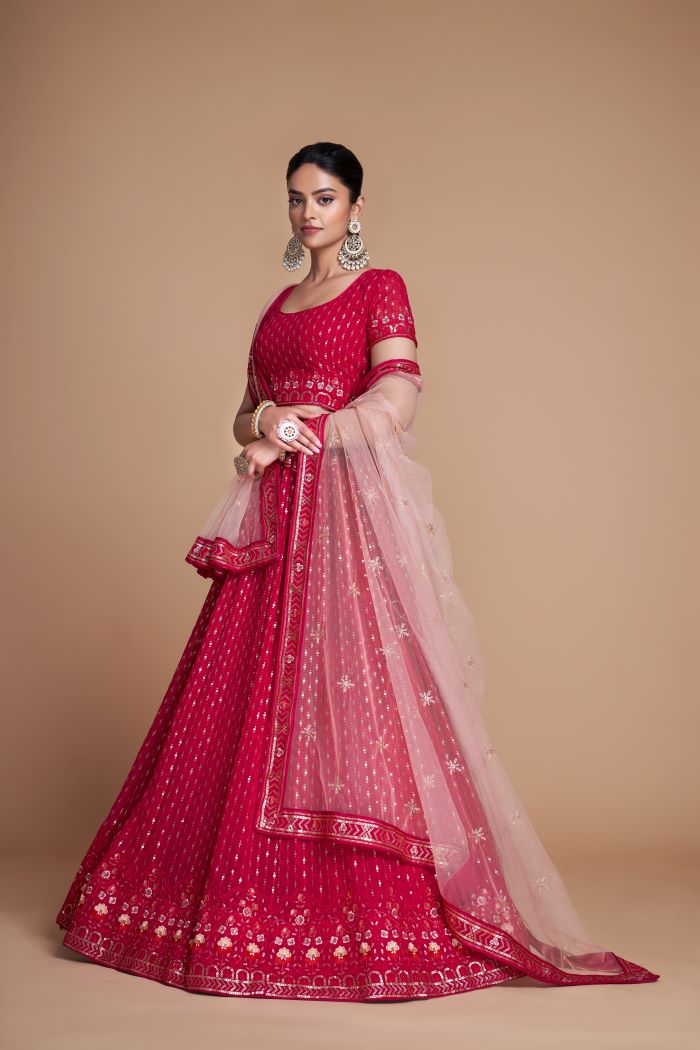 Pink  color lehenga choli with Embroidery  Work  wedding party wear lehenga choli with dupatta