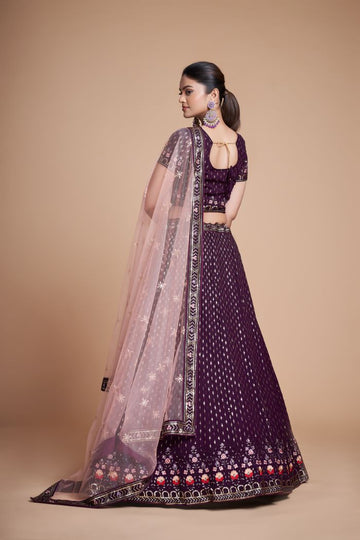 Purple  color lehenga choli with Embroidery  Work  wedding party wear lehenga choli with dupatta